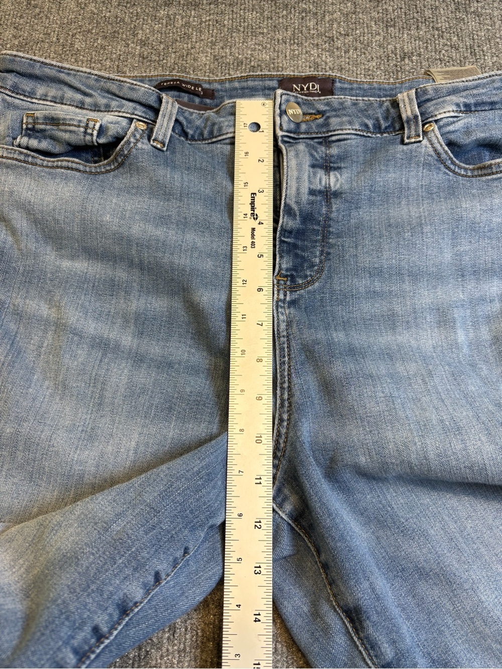 NYDJ Teresa Wide Leg Crop Jeans Womens 16 Blue Oasis Lift Tuck High Rise - Picture 8 of 15